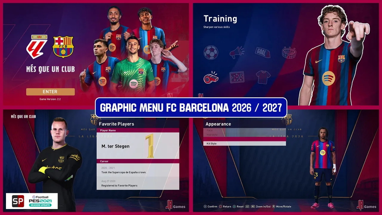 گرافیک منو FC Barcelona 2026-2027 برای PES 2021