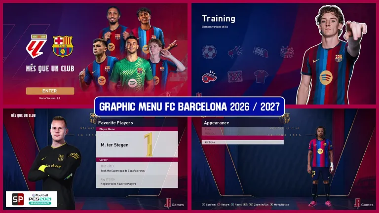 گرافیک منو FC Barcelona 2026-2027 برای PES 2021
