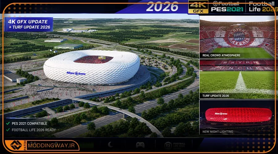 ماد گرافیکی و چمن Next-Gen 4K GfX Update 2026 برای PES 2021