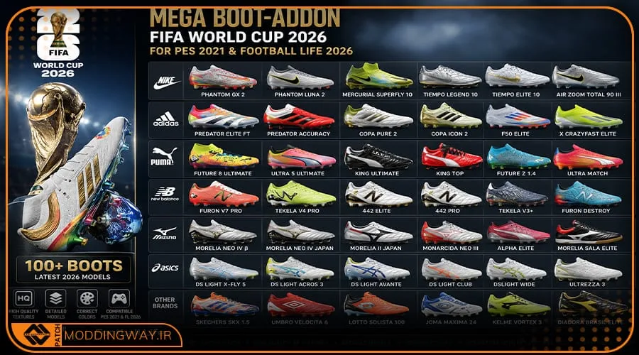 پک کفش FIFA World Cup 2026 برای PES 2021