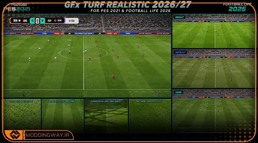 ماد چمن GfX Realistic 2026-27 برای PES 2021
