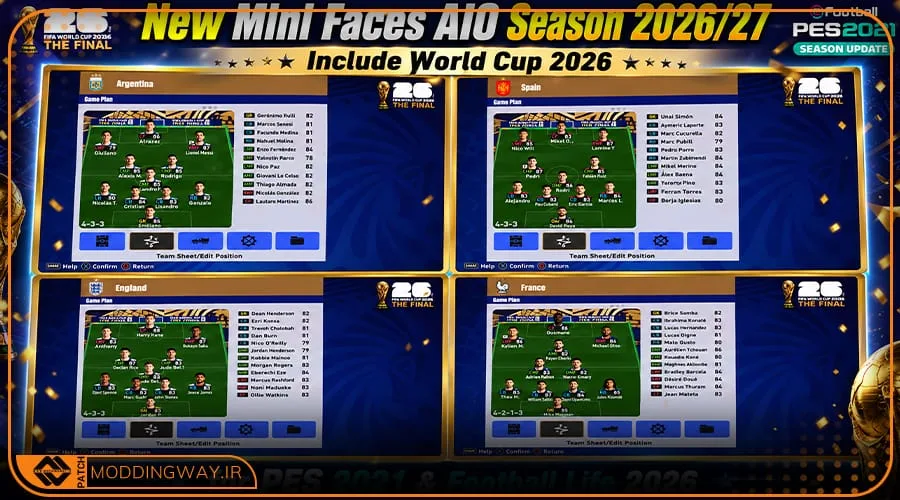 مینی فیس پک AIO Season 2026-27 برای PES 2021