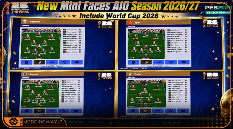 مینی فیس پک AIO Season 2026-27 برای PES 2021