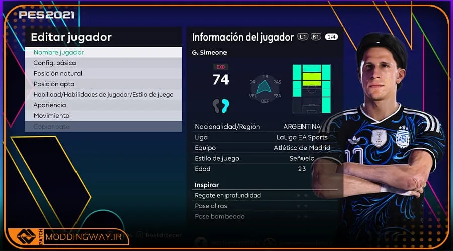 فیس Giuliano Simeone برای PES 2021 - آپدیت 28 تیر 1405