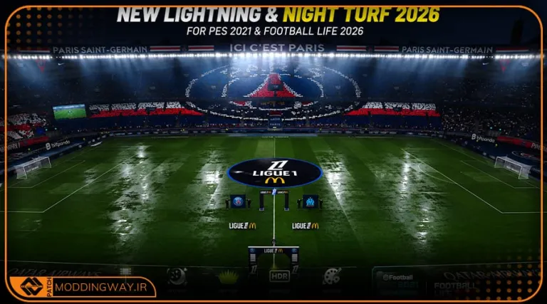 ماد گرافیکی Lightning Night 2026 برای PES 2021