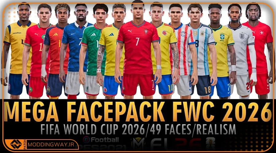 فیس پک FWC 2026 v4 برای PES 2021