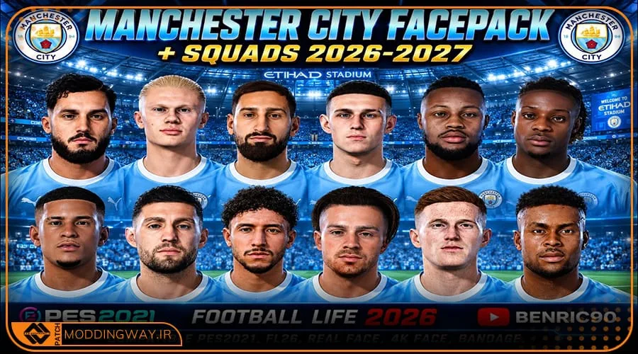 فیس پک Manchester City FC Season 2026-27 برای PES 2021