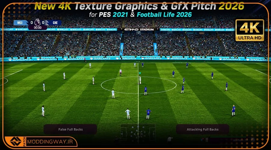 ماد گرافیکی 4K Texture GfX Pitch 2026 برای PES 2021