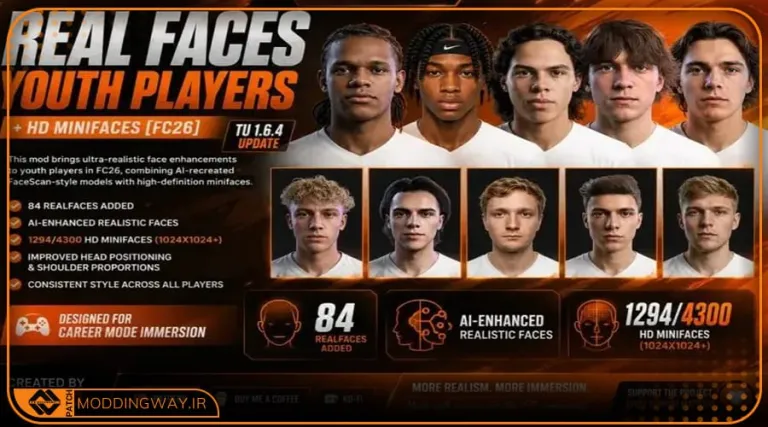 ماد پک Real Face Scan Youth Players برای FC 26