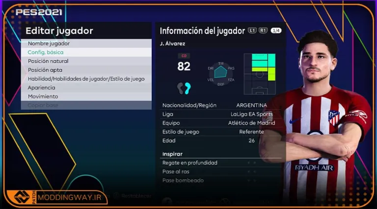 فیس Julian Alvarez برای PES 2021 - آپدیت 23 مرداد 1405