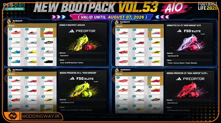 پک کفش Bootpack Vol 53 برای PES 2021