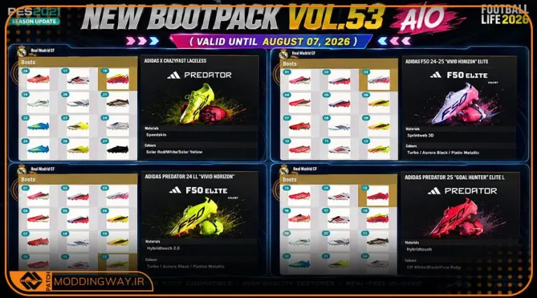 پک کفش Bootpack Vol 53 برای PES 2021