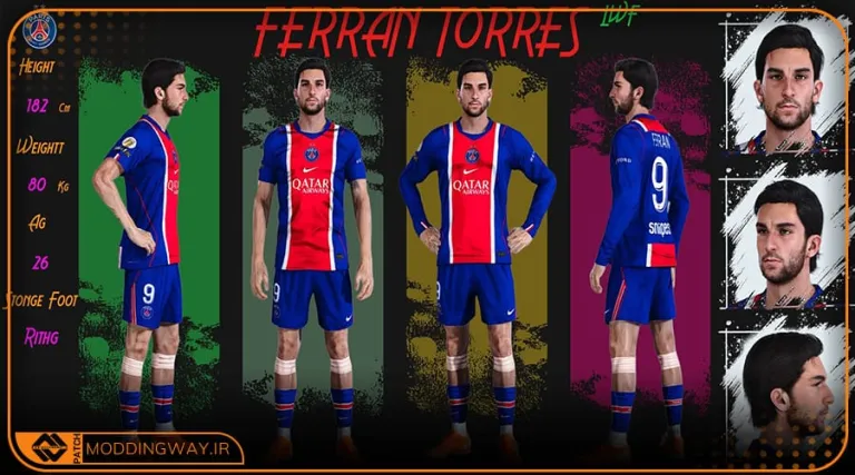 فیس Ferran Torres 2026 برای PES 2021 - آپدیت 26 مرداد 1405