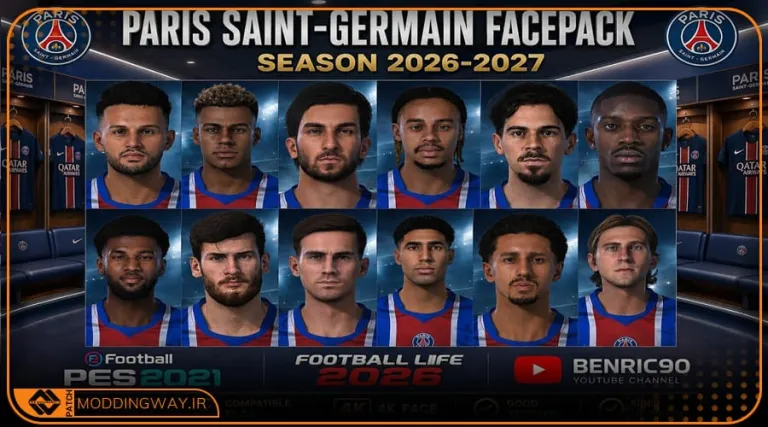 فیس پک PSG 4K 2026-27 برای PES 2021