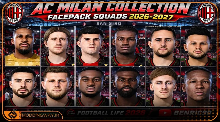 فیس پک AC Milan Season 2026-27 برای PES 2021