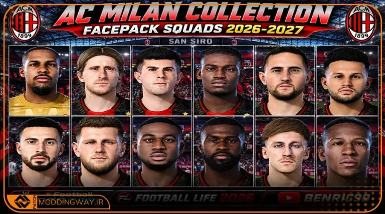 فیس پک AC Milan Season 2026-27 برای PES 2021