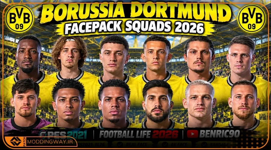 فیس پک Borussia Dortmund 2026-27 برای PES 2021