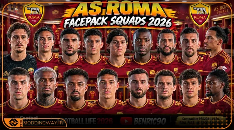 فیس پک AS Roma 2026 برای PES 2021