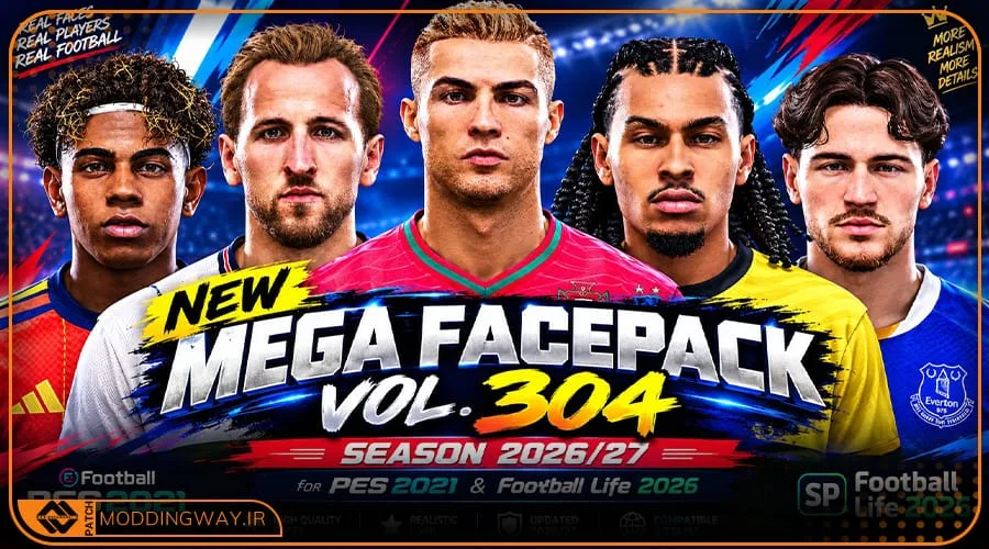 فیس پک New Season 25-26 v304 برای PES 2021