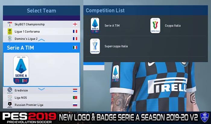 لوگو و نشان آستین فصل 2019/20 سری آ ایتالیا برای PES2019