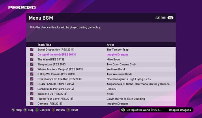 موزیک منو گلچین PES 2011 تا PES 2020 برای PES 2020