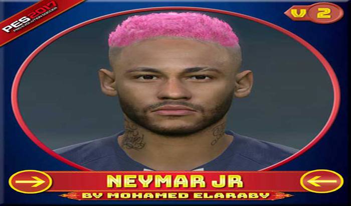 دانلود فیس نیمار با موی صورتی V.2 برای PES 2017