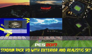 استادیوم پک با نمای بیرونی 2022 برای PES 2017 – آسمان واقعی