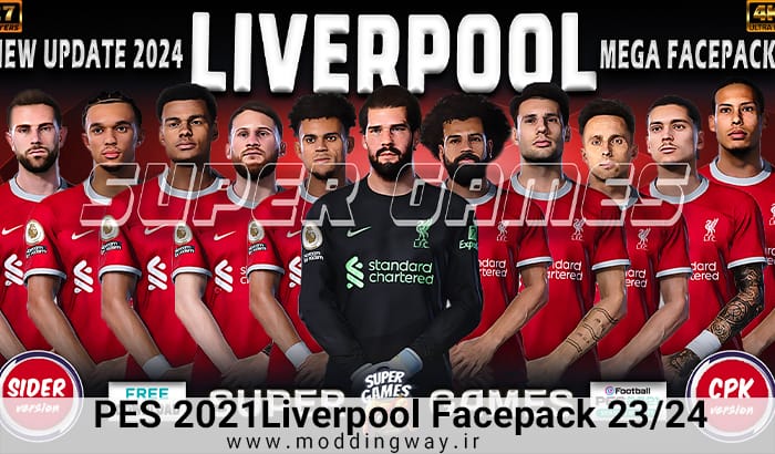 هم اکنون فیس پک Liverpool 23/24 برای PES 2021