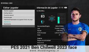 فیس Ben Chilwell برای PES 2021