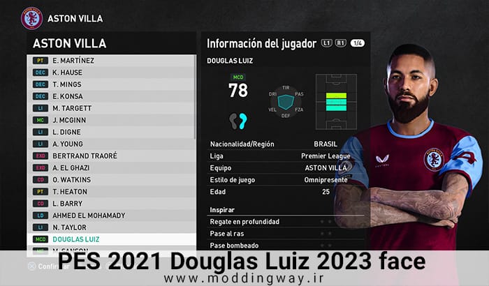 فیس Douglas Luiz برای PES 2021