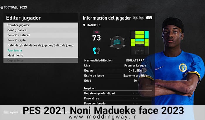 فیس Noni Madueke برای PES 2021