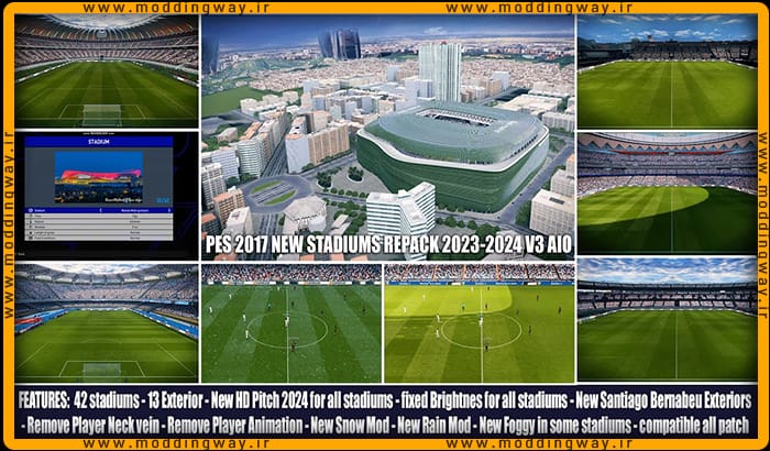 استادیوم پک Season Update 2024 v3 برای PES 2017