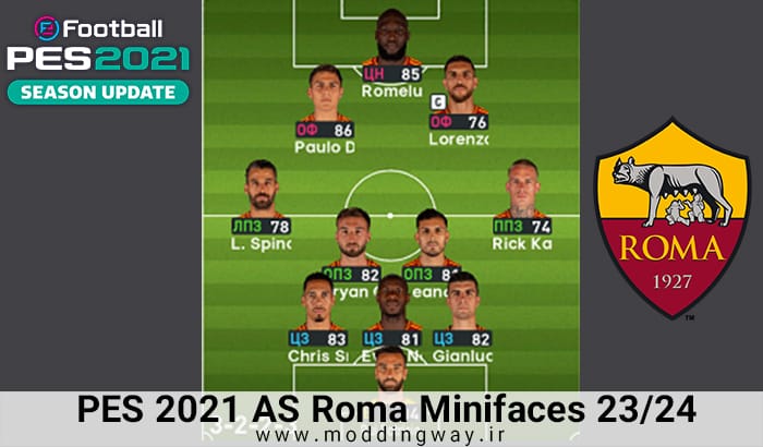 مینی فیس AS Roma 23/24 برای PES 2021