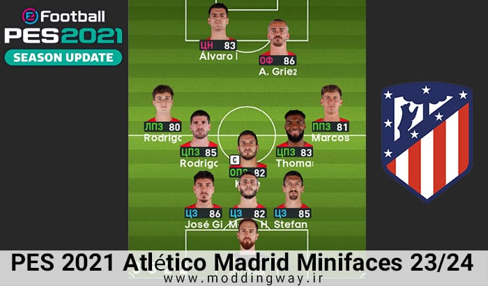 مینی فیس Atlético Madrid Minifaces 23/24 برای PES 2021