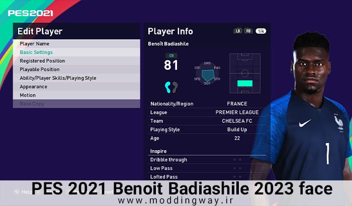فیس Benoit Badiashile برای PES 2021
