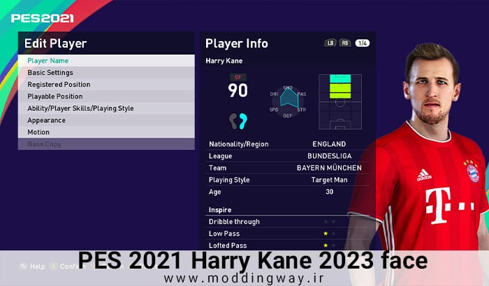 فیس Harry Kane برای PES 2021