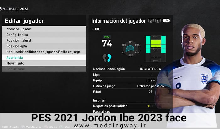 فیس Jordon Ibe برای PES 2021
