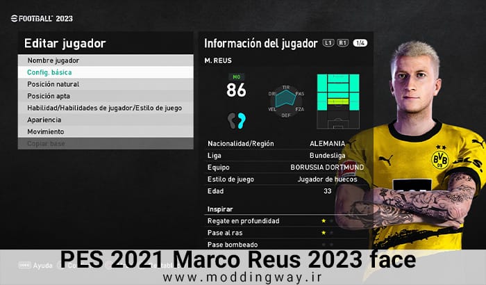 فیس Marco Reus برای PES 2021