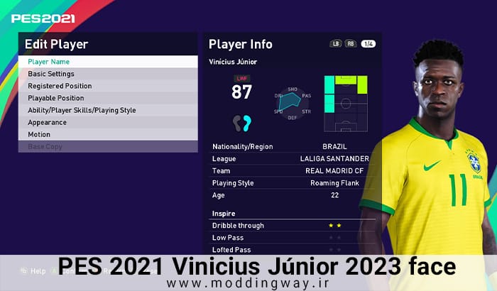 فیس Vinicius Júnior برای PES 2021