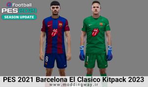 کیت پک Barcelona El Clasico 2023 برای PES 2021