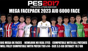 فیس پک BIG Facepack Season 2023-24 برای PES 2017 