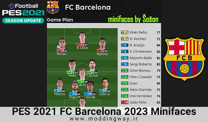 مینی فیس FC Barcelona 23/24 برای PES 2021
