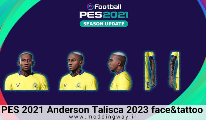 فیس Anderson Talisca برای PES 2021 + تتو - آپدیت 8 آذر 1402