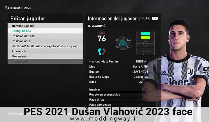 فیس Dušan Vlahović برای PES 2021