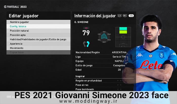 فیس Giovanni Simeone برای PES 2021