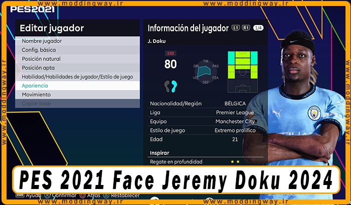 فیس Jeremy Doku برای PES 2021