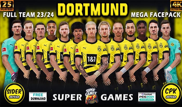 فیس پک Borussia Dortmund 23/24 برای PES 2021