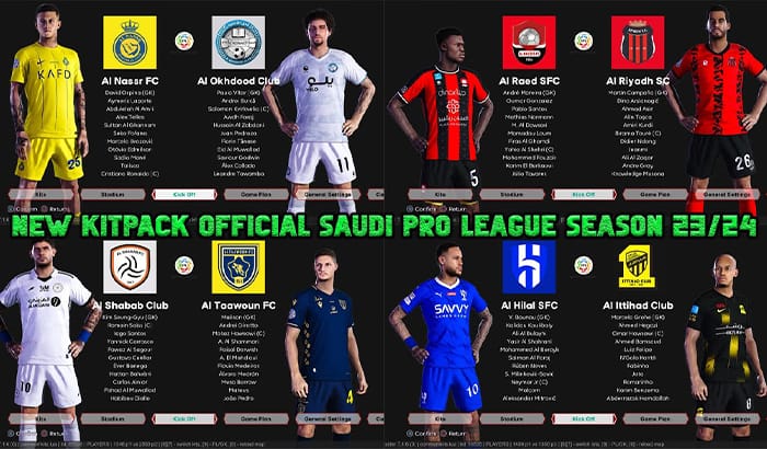 کیت پک Saudi Pro League 2023/24 برای PES 2021