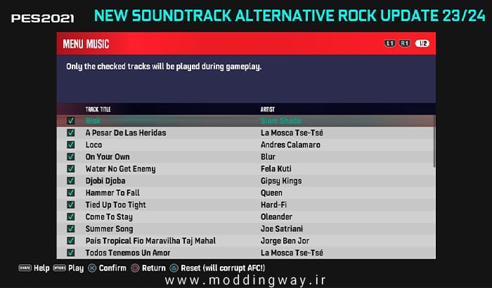 پک موزیک منو Soundtrack Rock Update 23/24 برای PES 2021
