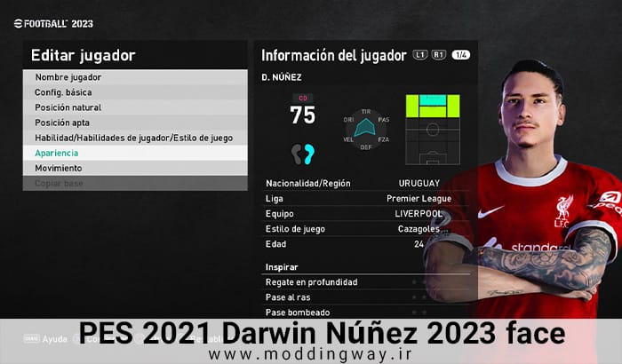 فیس Darwin Núñez برای PES 2021 - آپدیت 14 آذر 1402